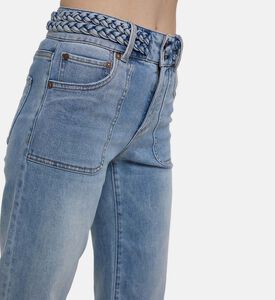 جينز واسع فاتح بخصر مرتفع أعلى الأرداف