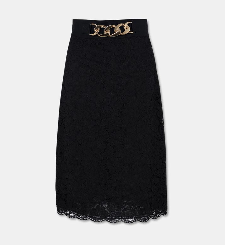 Edward Achour Paris Floral Lace A-line Midi Skirt, Packshot View