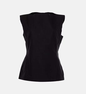 بلوزة واسعة بدون أكمام بياقة عريضة