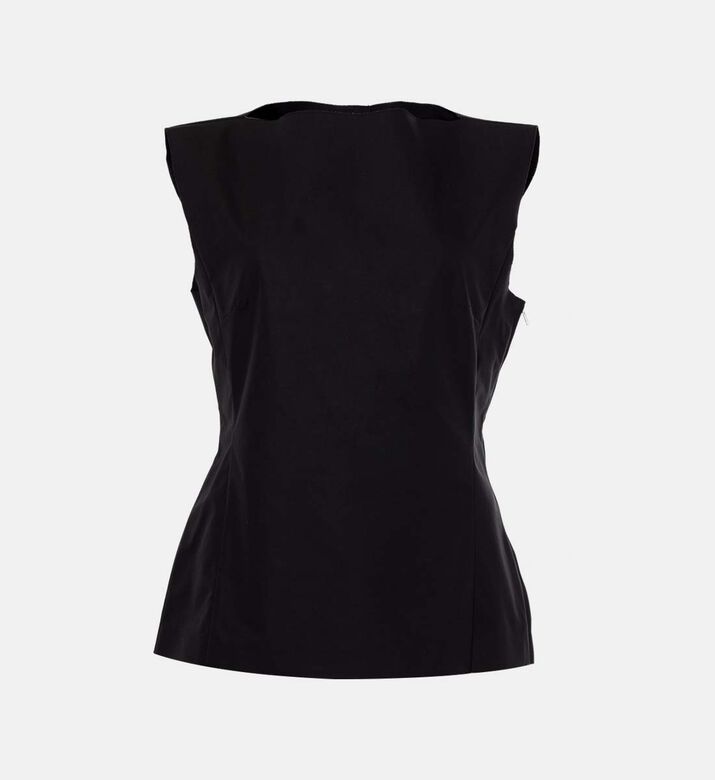 بلوزة واسعة بدون أكمام بياقة عريضة