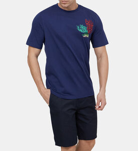 تيشيرت بأكمام قصيرة مطرزة بالمرجان