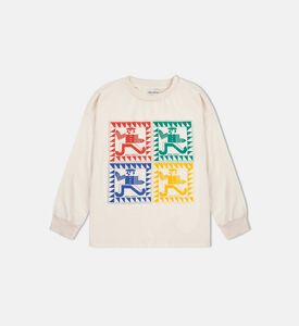Bobo Choses Colorful Grid-like Print Elasticated Cuffs Long-sleeve T-shirt, Packshot View