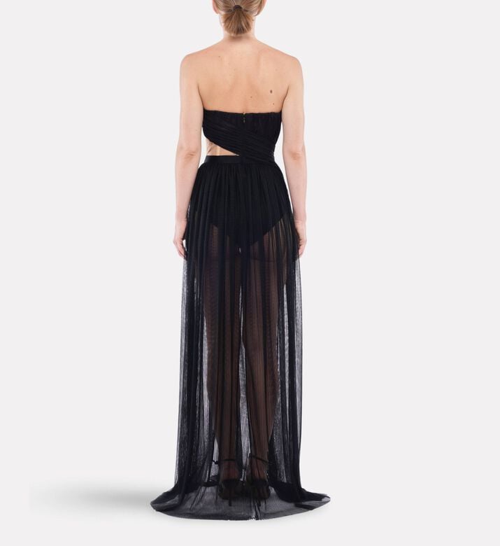 Nensi Dojaka Regal Corseted Draped Detailing Gown, Model View