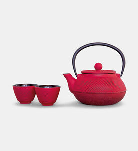 طقم إبريق وأكواب شاي بحديد زهر 4 قطع