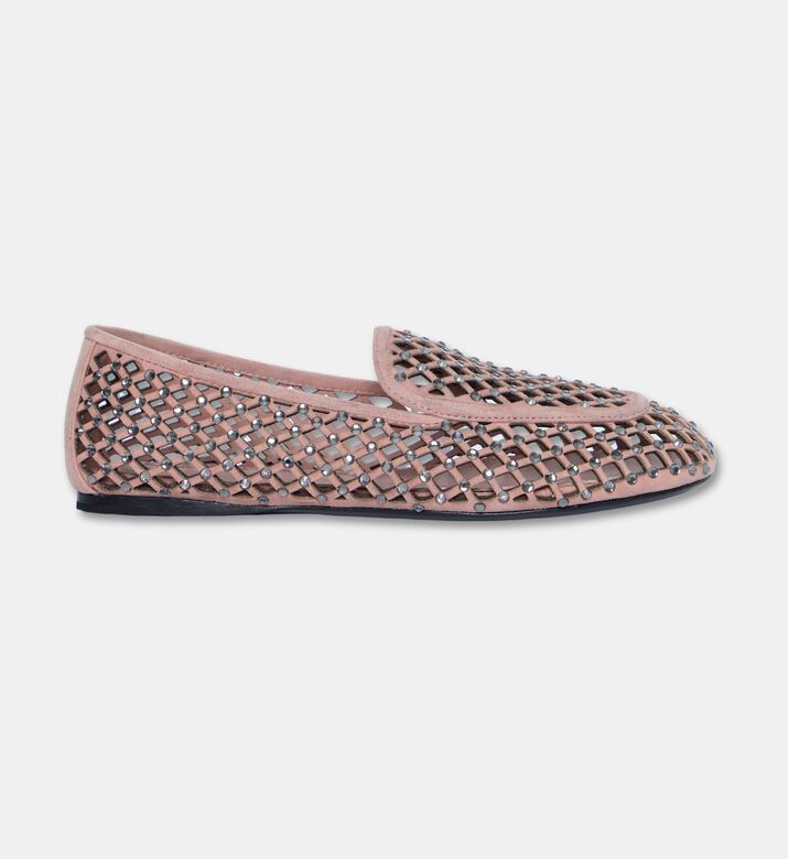 Lola Cruiz Crystal-stud Suede Loafers, Nude, Eu-38, Packshot View