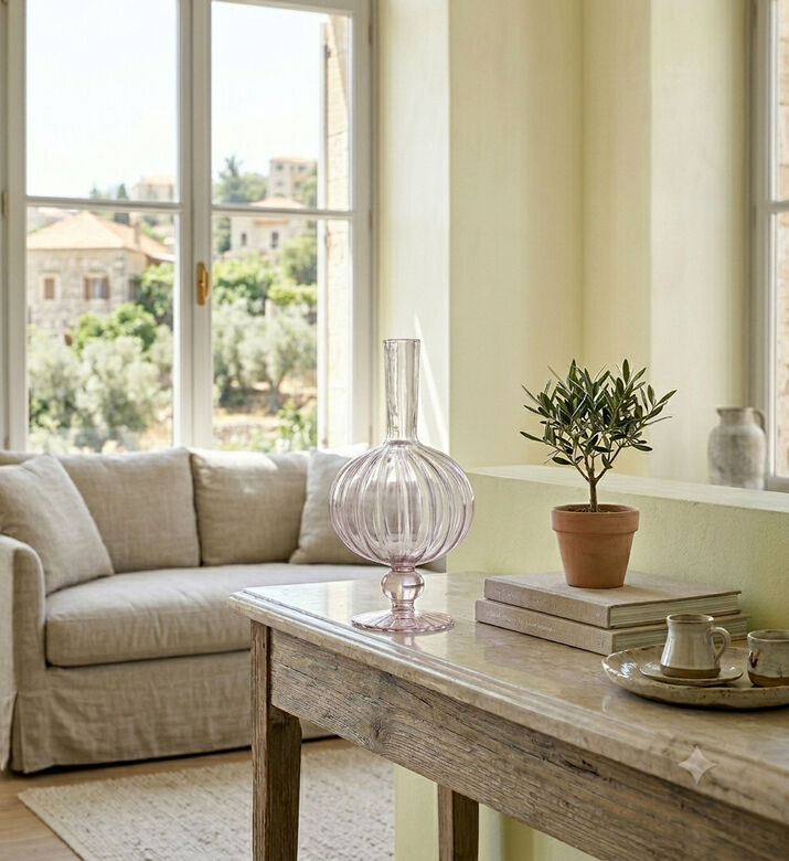 Edg Ovoide Glass Bubble Style Vase, Light-pink, Packshot View