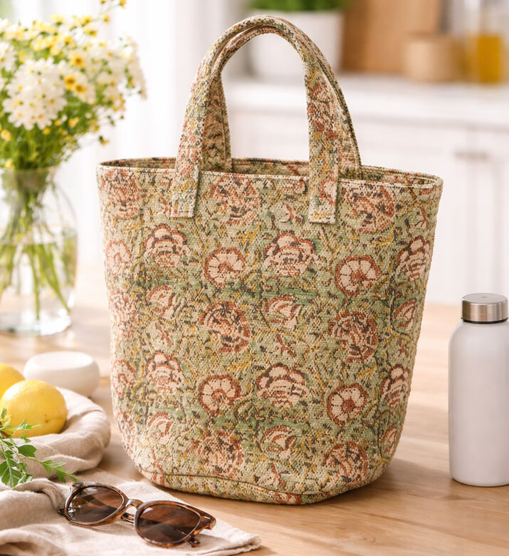 Home Deco and More Printed Handled Laundry Basket, Green, 10x28-cm, Packshot View