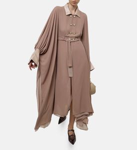 Edward Achour Paris Self-tie Waist Belt Longline Dress, Model View