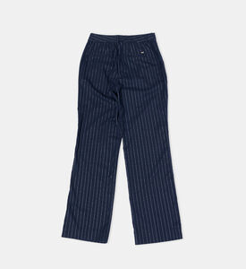 بنطال مخطط بطيات أمامية عالي الخصر