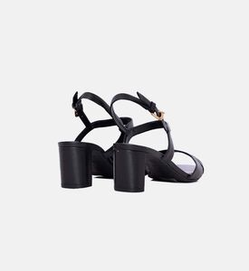 Leather Mid-bock Heel Sandals