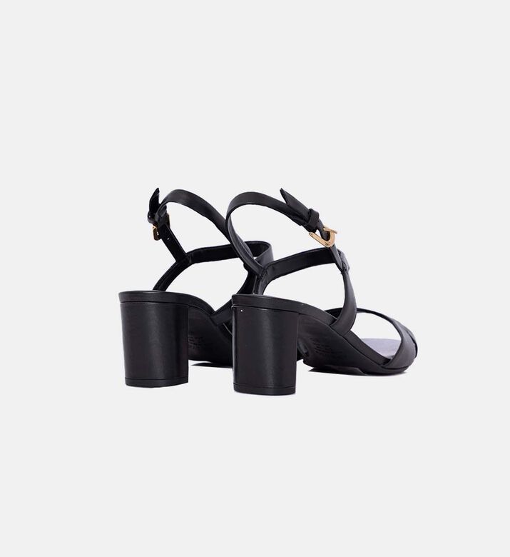 Leather Mid-bock Heel Sandals