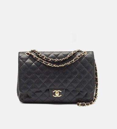 Chanel Quilted Caviar Leather Maxi Double Flap Bag Preowned