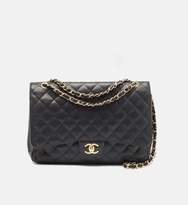 Chanel Quilted Caviar Leather Maxi Double Flap Bag Preowned