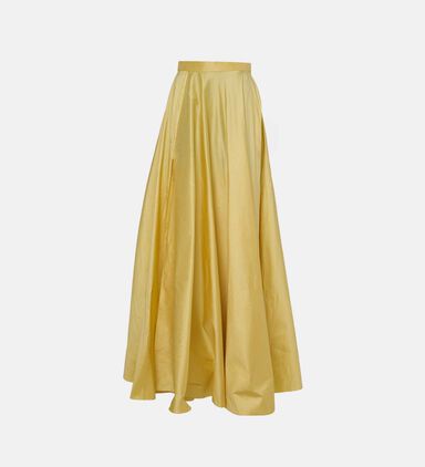 Gathered Waist Flared Maxi Skirt