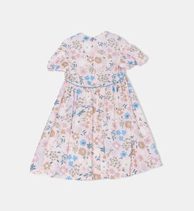 فستان قطن بأكمام منفوخة بطبعة أزهار