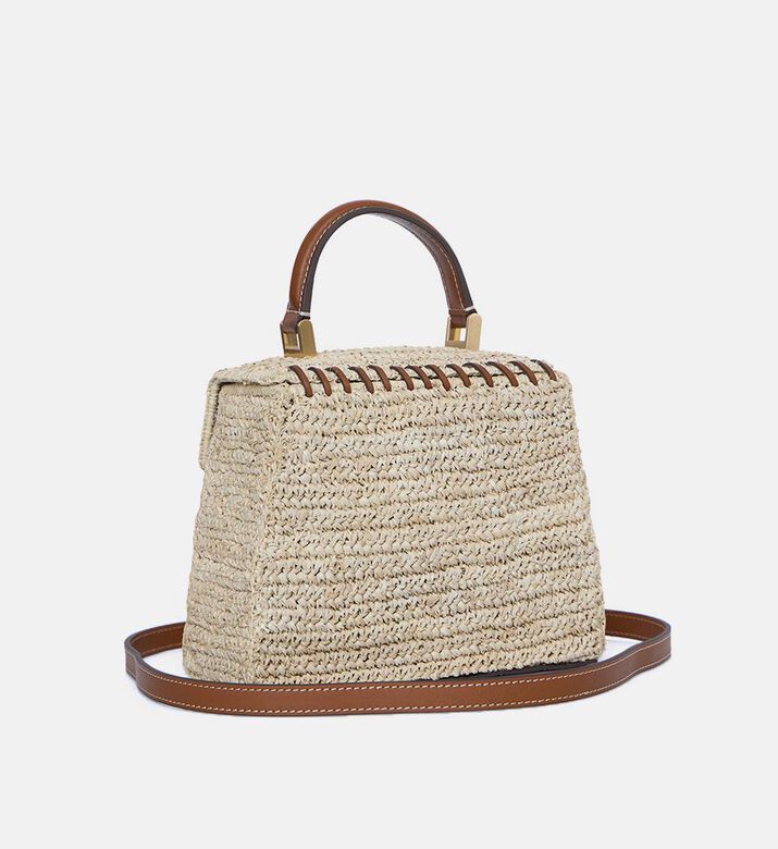 Raffia Leather Crossbody Bag