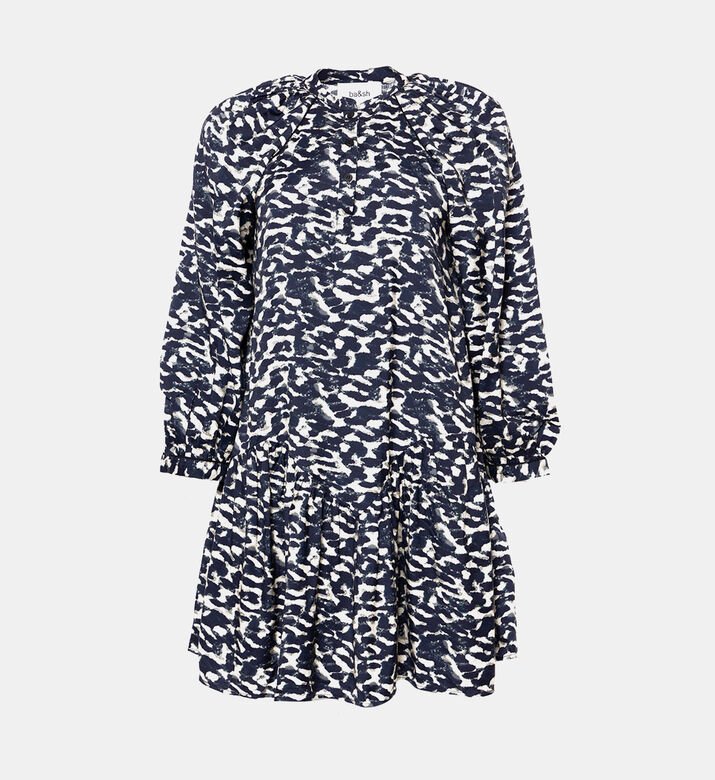 فستان عائشة قصير مطبوع بياقة في