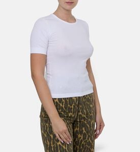 Ganni Logo-embroidery Straight Hem T-shirt, White, M, Model View