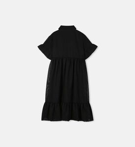 فستان قصير الأكمام بصف أزرار