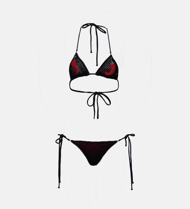 Chili Embroidered Triangle Bikini Set