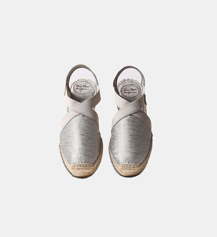 Toni Pons Vic Vegan Metallic Silk Wedge Espadrille, Silver, Eu-35, Packshot View