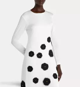 Savanna Raissa Floral Appliqu&eacute; A-line Dress, White, L-xl, Model View