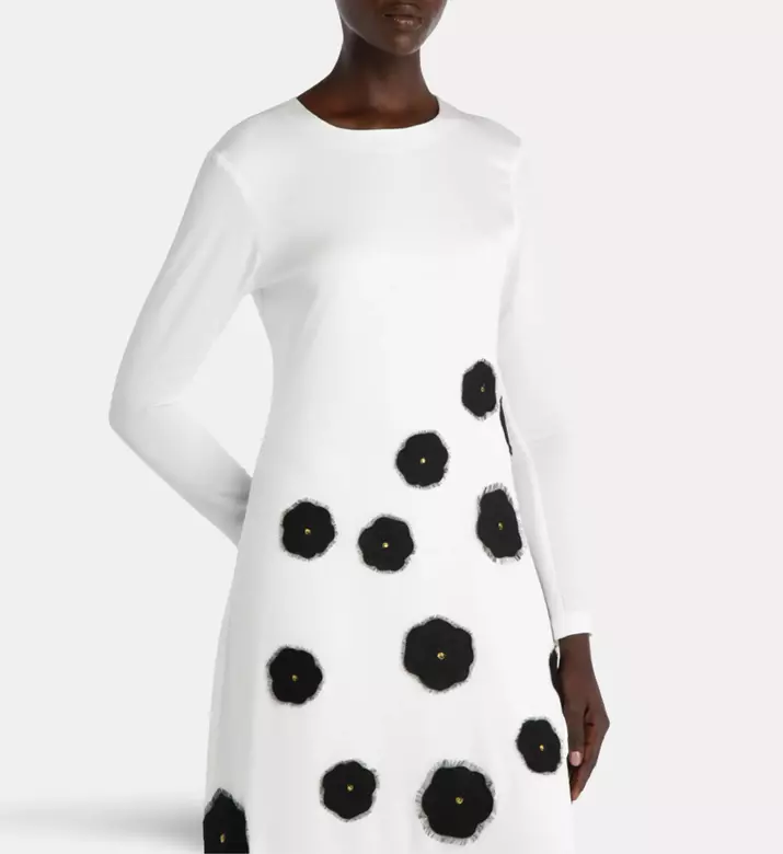 Savanna Raissa Floral Appliqu&eacute; A-line Dress, White, L-xl, Model View