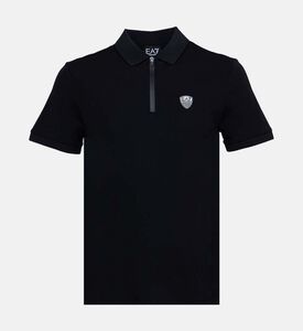 Zippered Collar Logo Polo Shirt