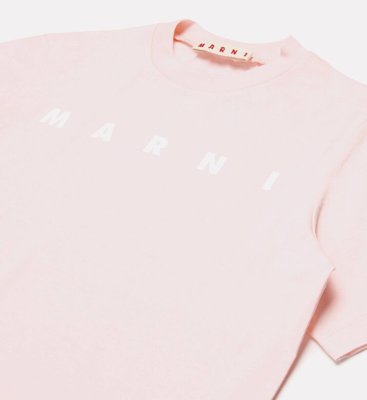 Marni Cotton Logo-print T-shirt, Pink, 4y, Packshot View