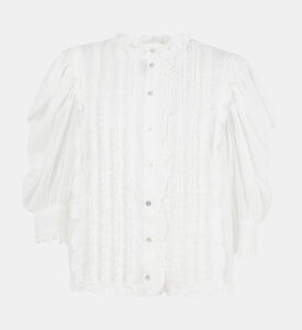 Cotton Short Sleeve Pleated Blouse