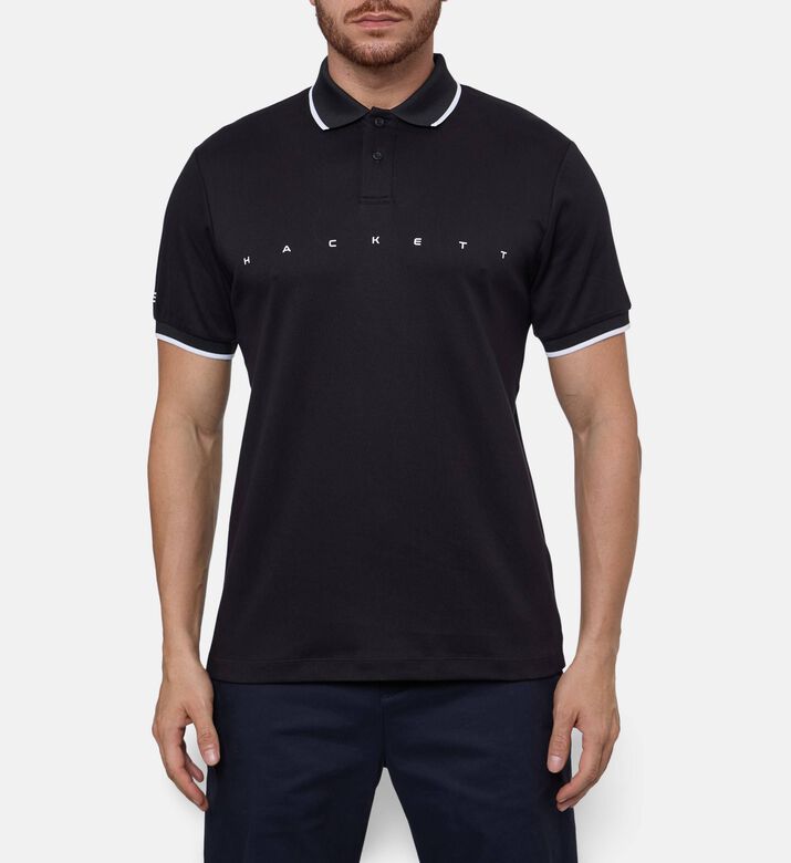 Hackett London Button Placket Regular-fit Polo, Black, S, Model View