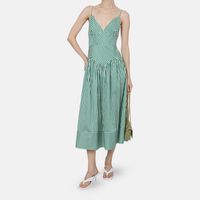 Cotton Stripe Pattern Sleeveless Dress