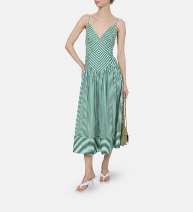 Cotton Stripe Pattern Sleeveless Dress