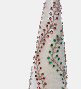 Embellished Flocked Cone Tree Embellished Flocked Cone Tree