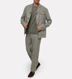 Corneliani Tailored Flax Trousers, Green, 52, Model View