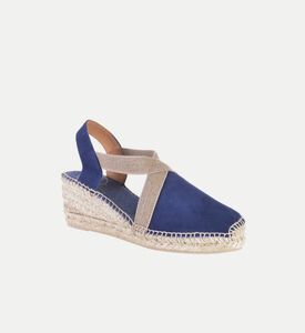 Toni Pons Tona Suede Leather Mid-wedge Closed-toe Espadrille, Navy, Eu-41, Packshot View