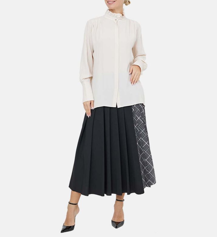 Pleated Checkered Wrap Skirt Pleated Checkered Wrap Skirt