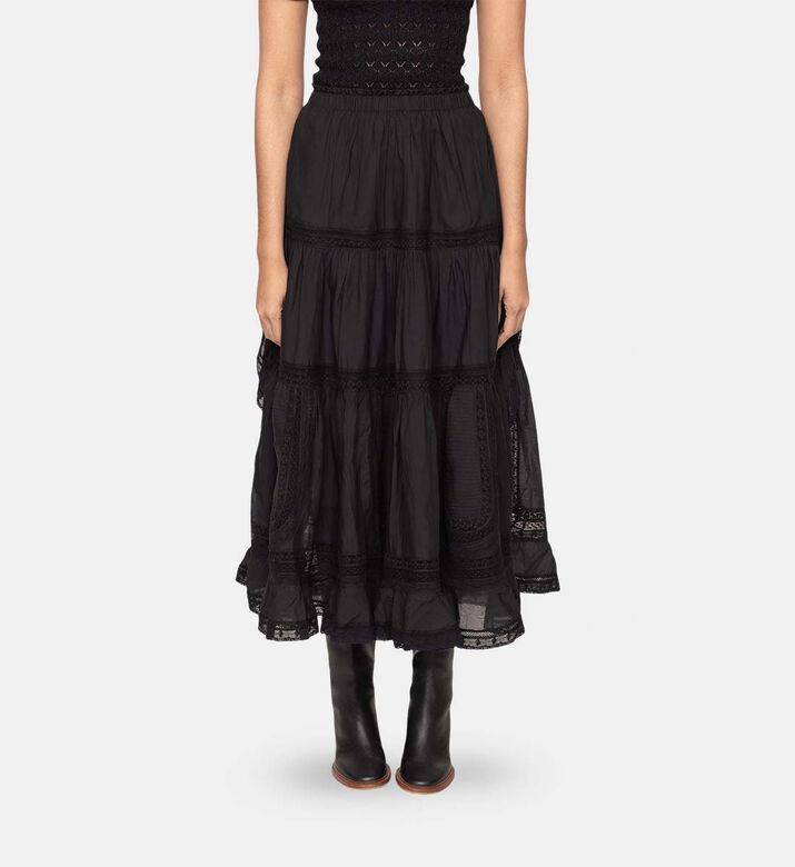Tiered Gathered Panels Maxi Skirt