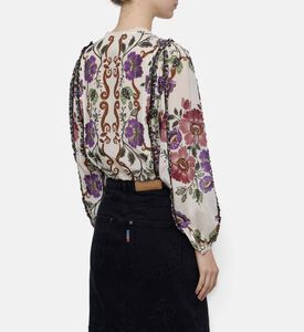 Farm Rio Rococo Floral-print Blouse, Model View