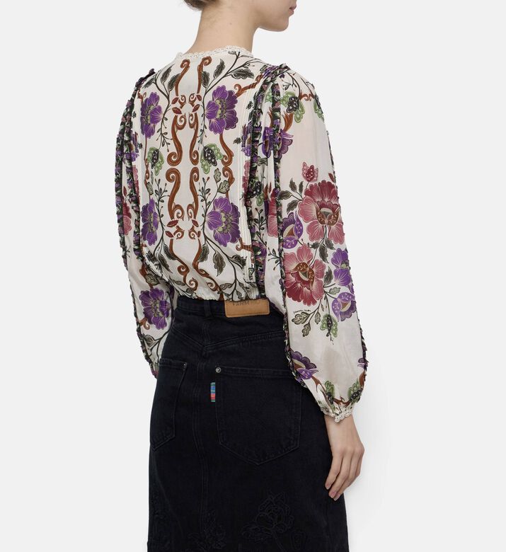 Farm Rio Rococo Floral-print Blouse, Model View