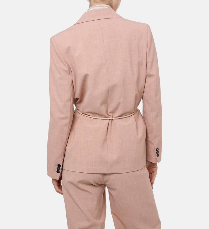 Forte-Forte Belted Waist Notch Lapel Jacket, Model View