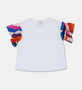 Emilio Pucci Cotton Ruffled Sleeve T-shirt, White, 12y, Packshot View
