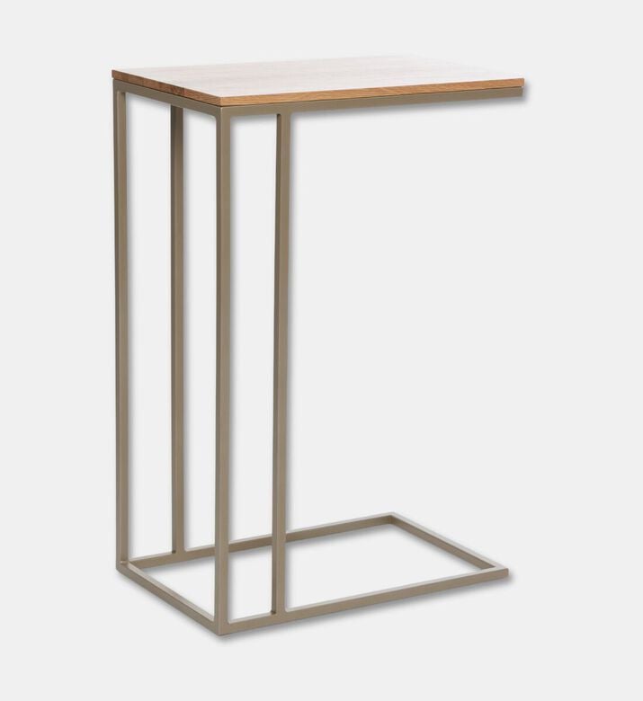 Home Deco and More Aston Wood Top Sofa Side Table, Grey, 40x25-cm, Packshot View
