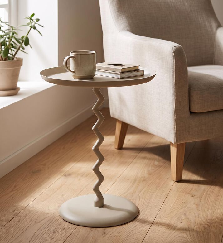 Leitmotiv Zig-zag Monochrome Side Table, Grey, Packshot View