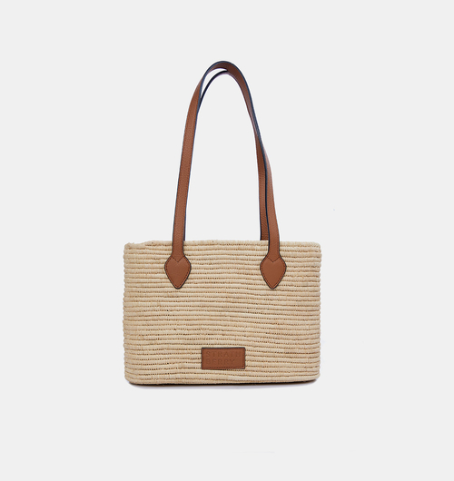 Raffia Leather Basket Bag