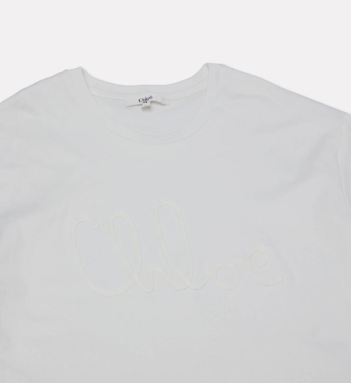 Chloe Logo-embroidery Short-sleeve T-shirt, Off-white, 10y, Packshot View