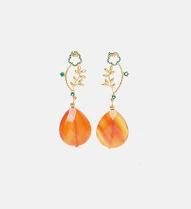 Floral Agate Jade Stones Earrings