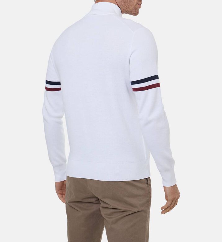 Hackett London Striped Zip Fastening Sweater, Model View