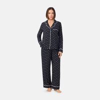 Geo-print Contrasted Piping Top Pants Set