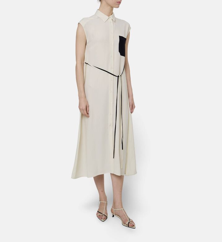 Beatrice B Linen Long-sleeve Shirt Dress, Model View